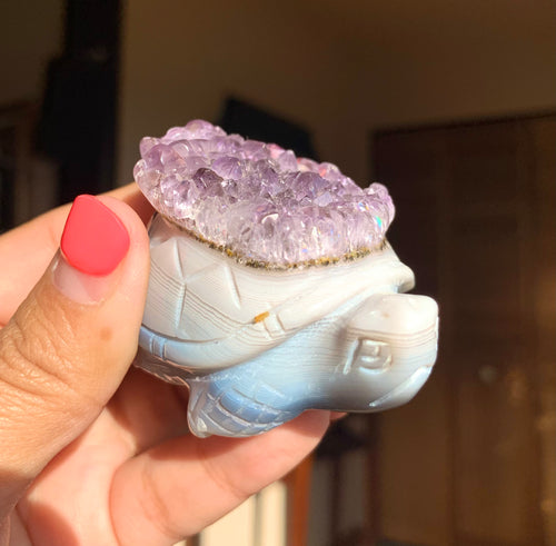 Amethyst & Agate Cluster Turtle